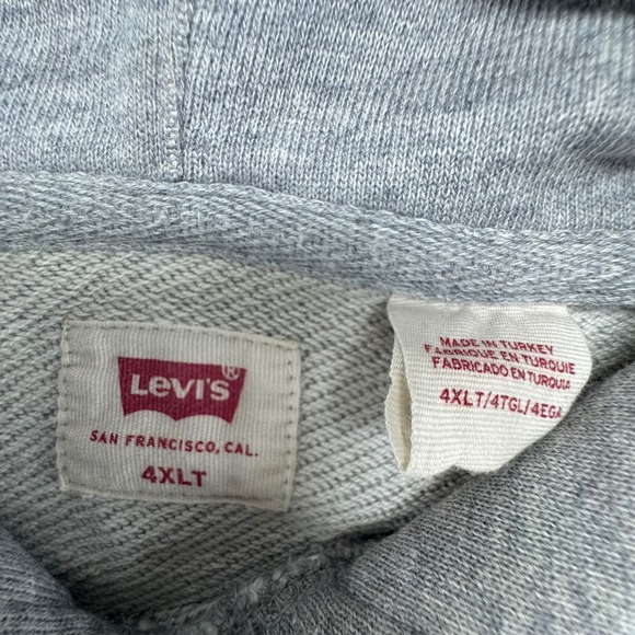 Levis Mens Gray Big Logo Hoodie Pullover Sweatshirt Size‎ 4XLT - Picture 4 of 10